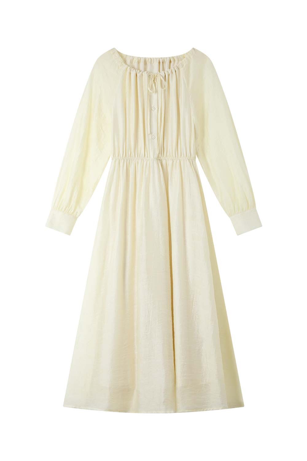 French Holiday Style Large Round Neck Dress