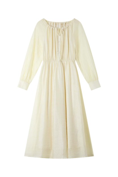 French Holiday Style Large Round Neck Dress