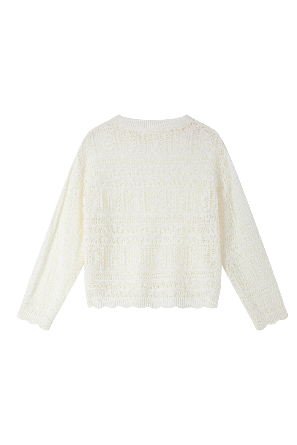 Solid Color Hollow Knit Sweater