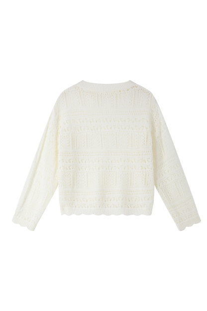 Solid Color Hollow Knit Sweater