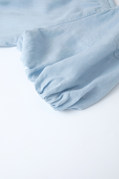 Cotton And Linen Blended Square Neck Dress