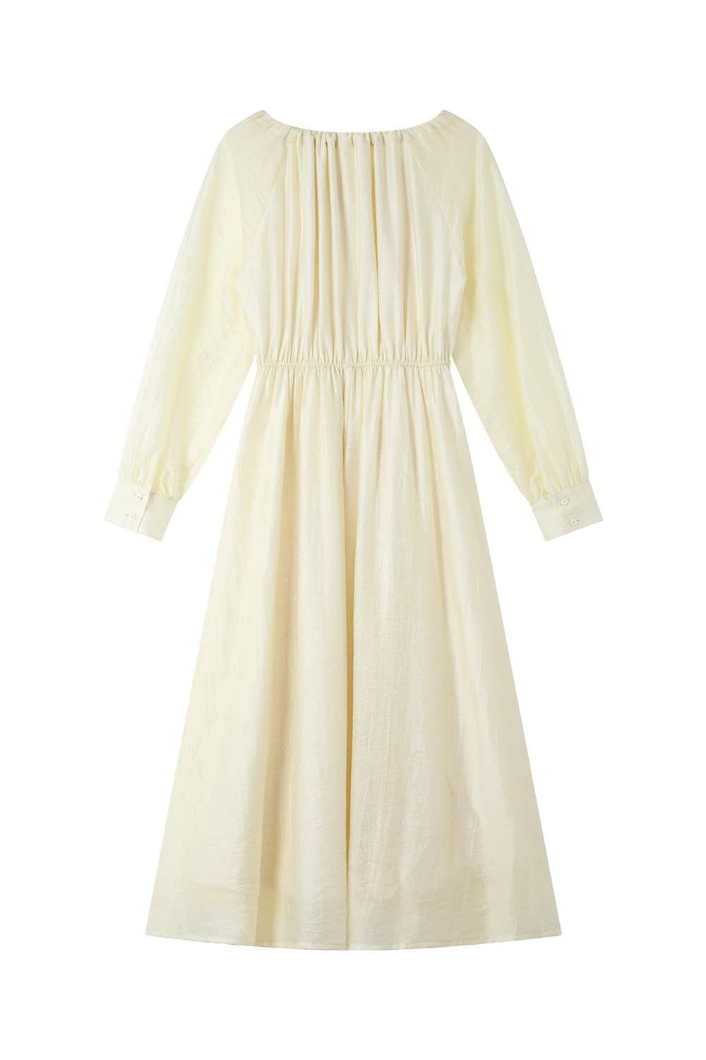 French Holiday Style Large Round Neck Dress