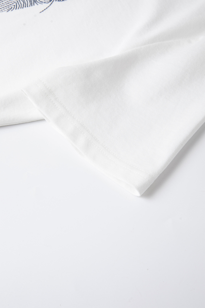 100% Cotton Flower Embroidered T-Shirt
