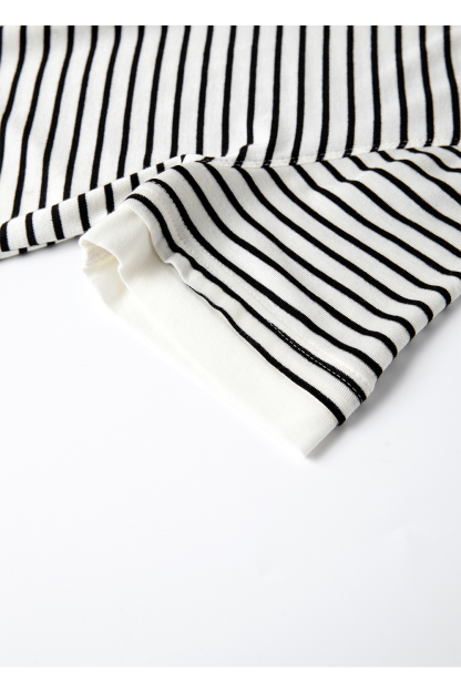 Lycocell Black And White Striped T-Shirt