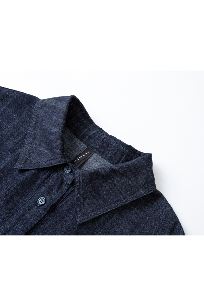 Pure Cotton Lapel Denim Dress