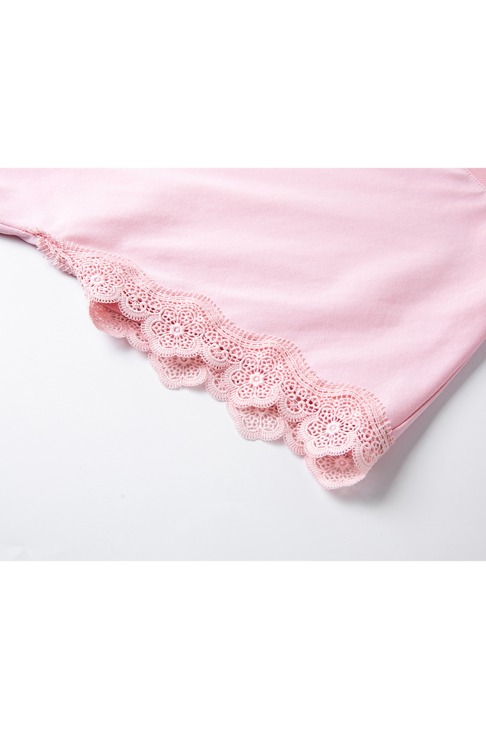 Lace Decoration Solid Color T-Shirt