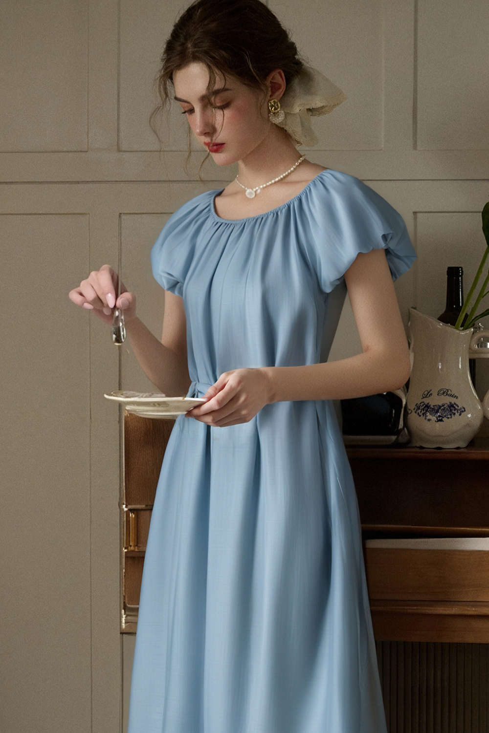 Elegant Puff Sleeve Dress