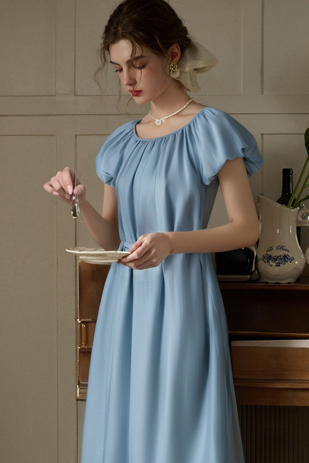 Elegant Puff Sleeve Dress