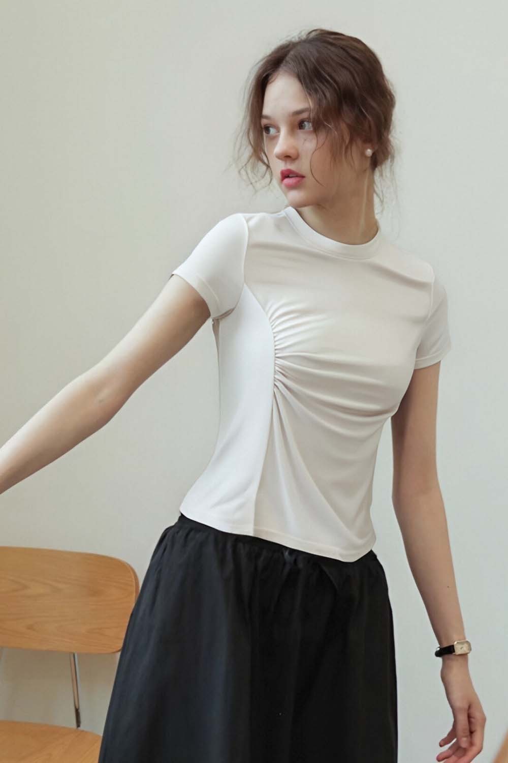 Pleated Long - sleeved T-shirt