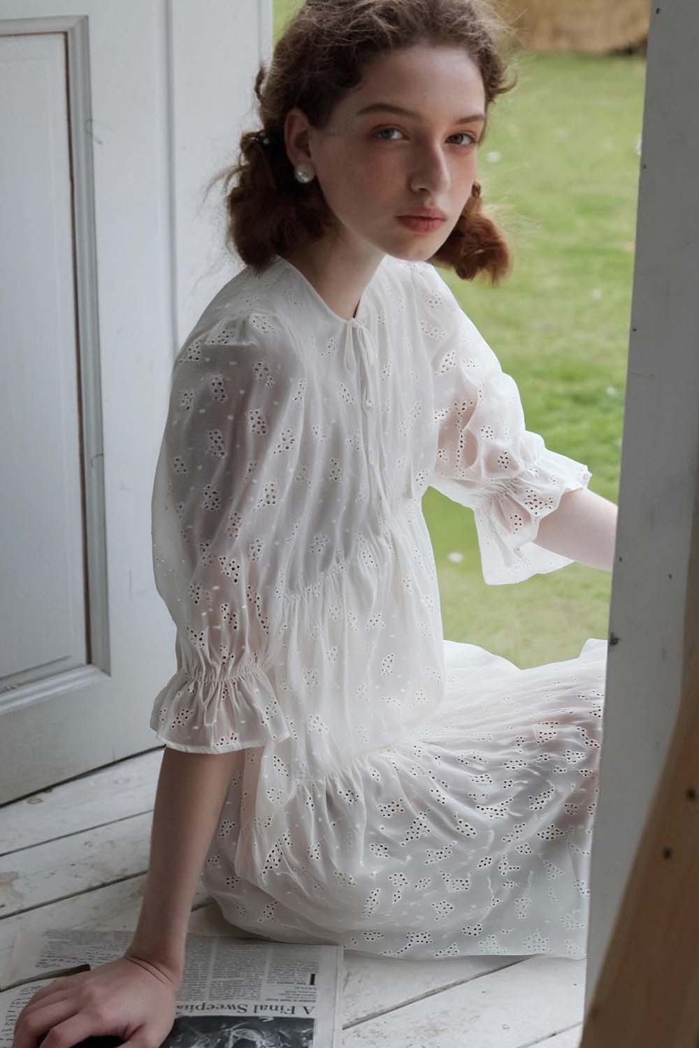 White Broderie Anglaise Dress