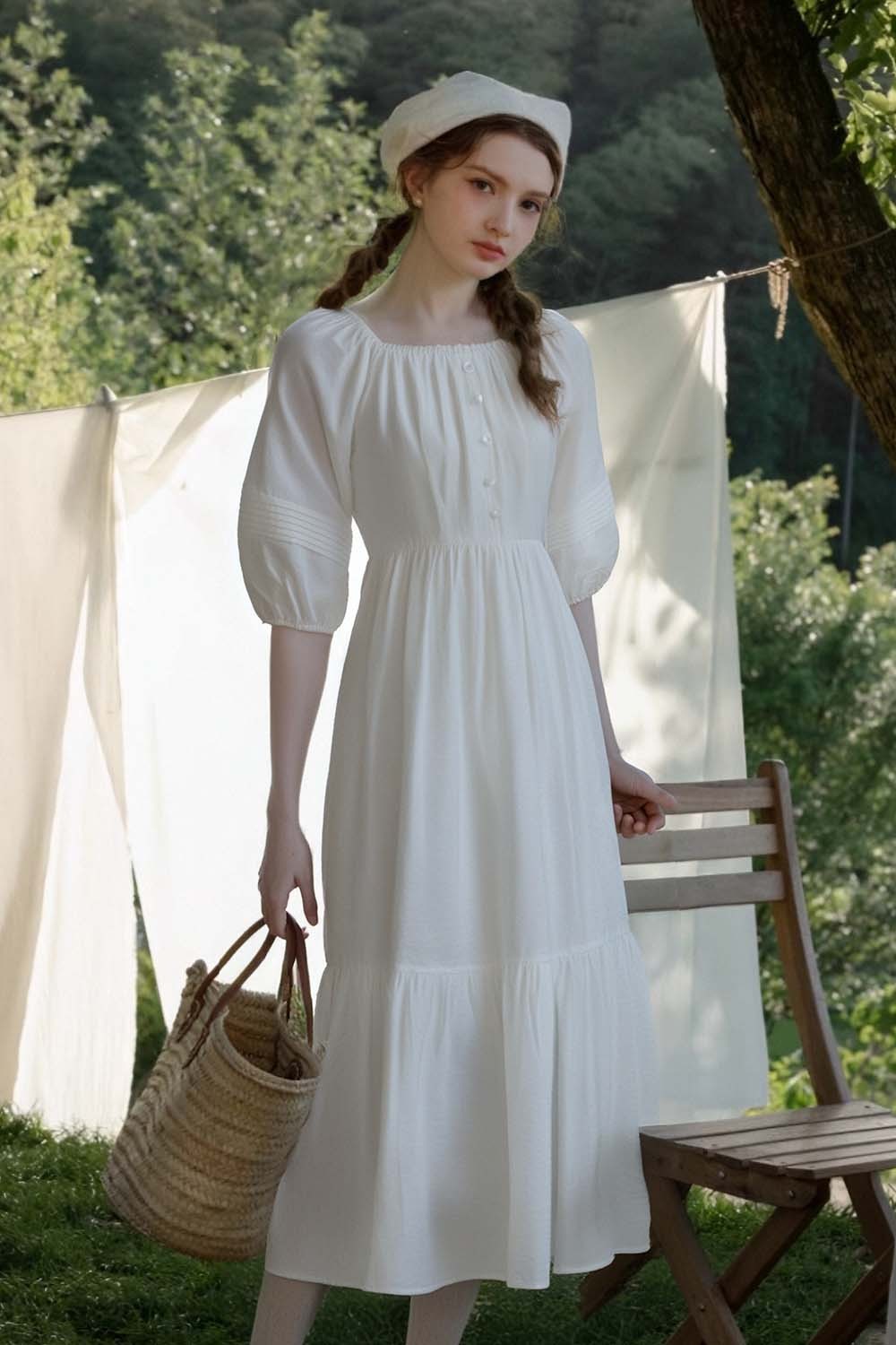 Elegant Square Neck Dress