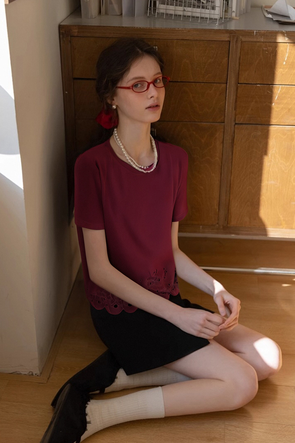 Soft Lace Long-Sleeved T-Shirt
