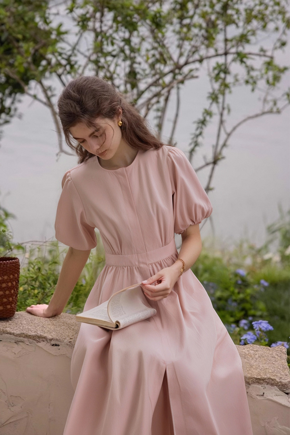 Cotton Round Neck Waist Dress