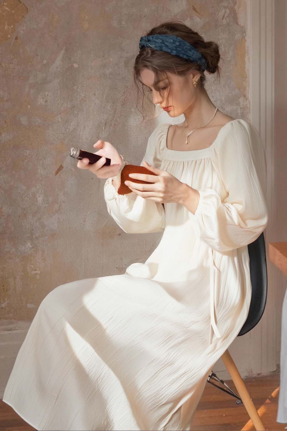 Lyocell Square Neck Straight Dress