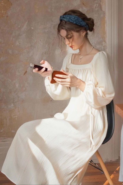 Lyocell Square Neck Straight Dress