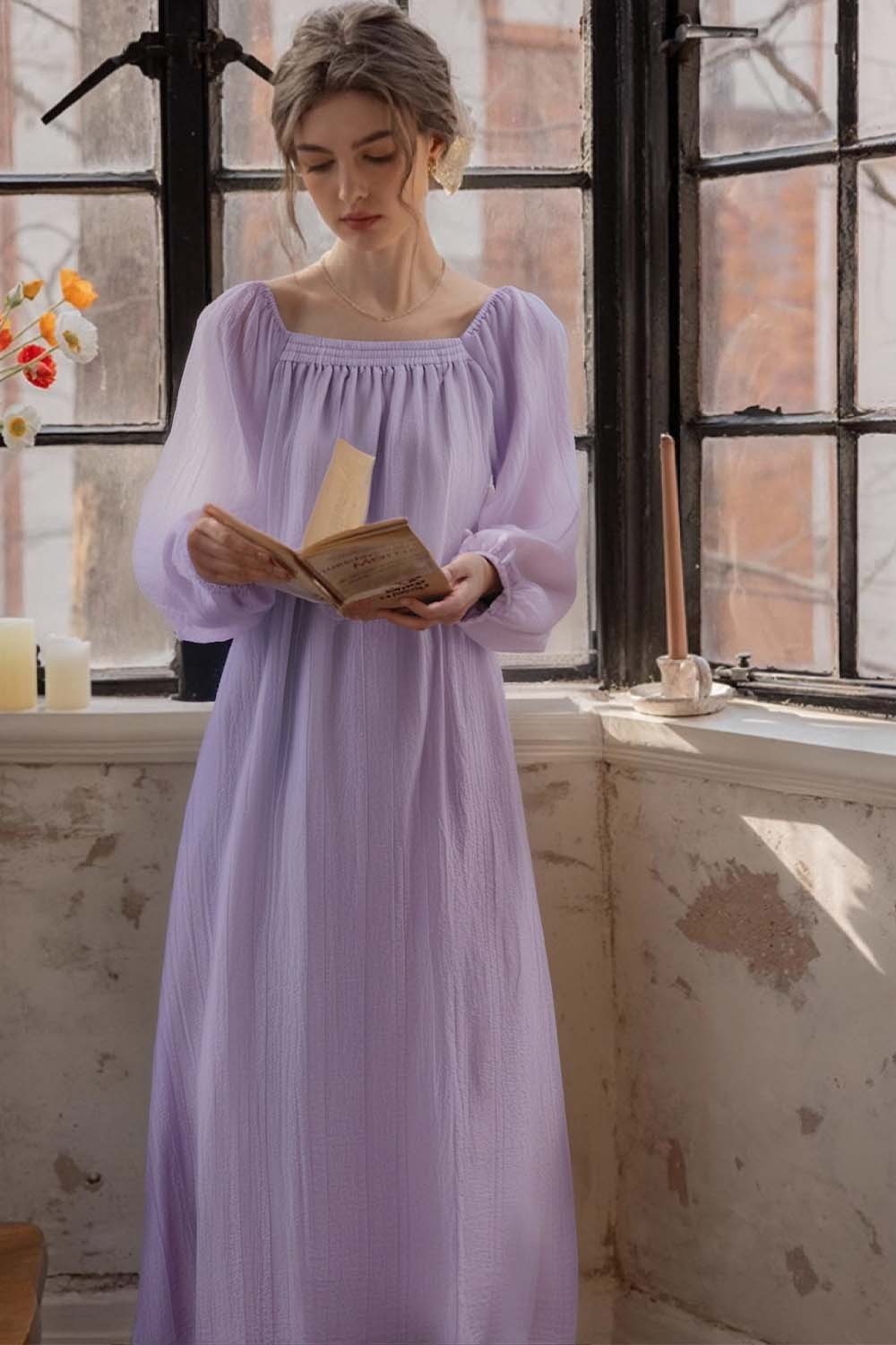 Lyocell Square Neck Straight Dress
