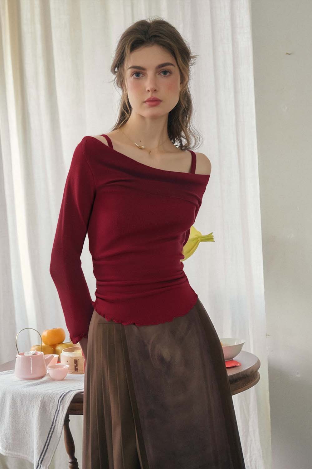 Swing Collar Fake Two-Piece Sweater