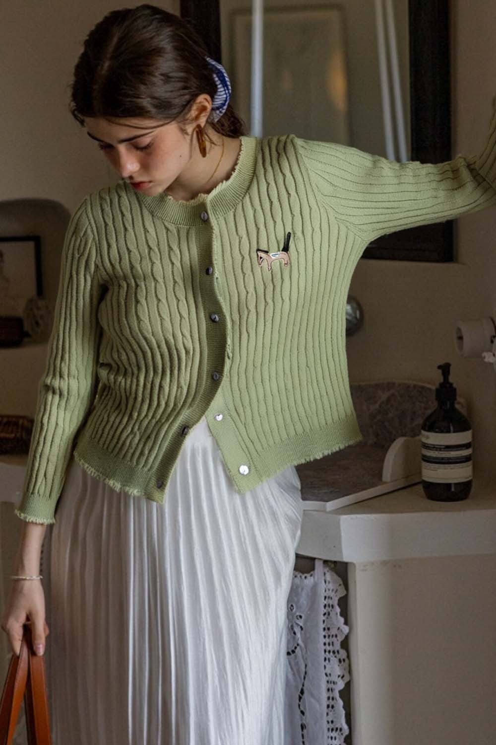 Pony Embroidered Knitted Cardigan
