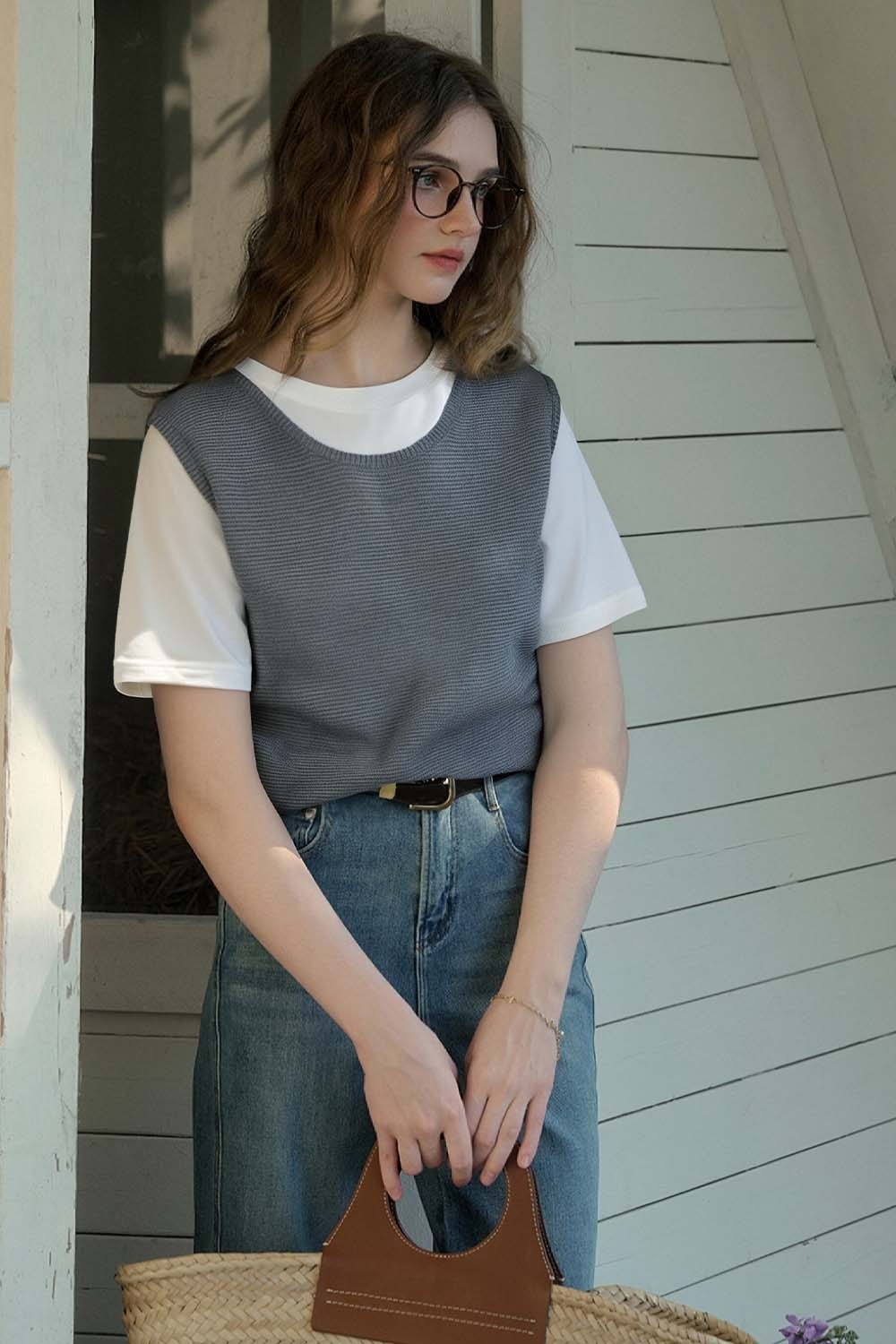 Simple Knit Overlay Top