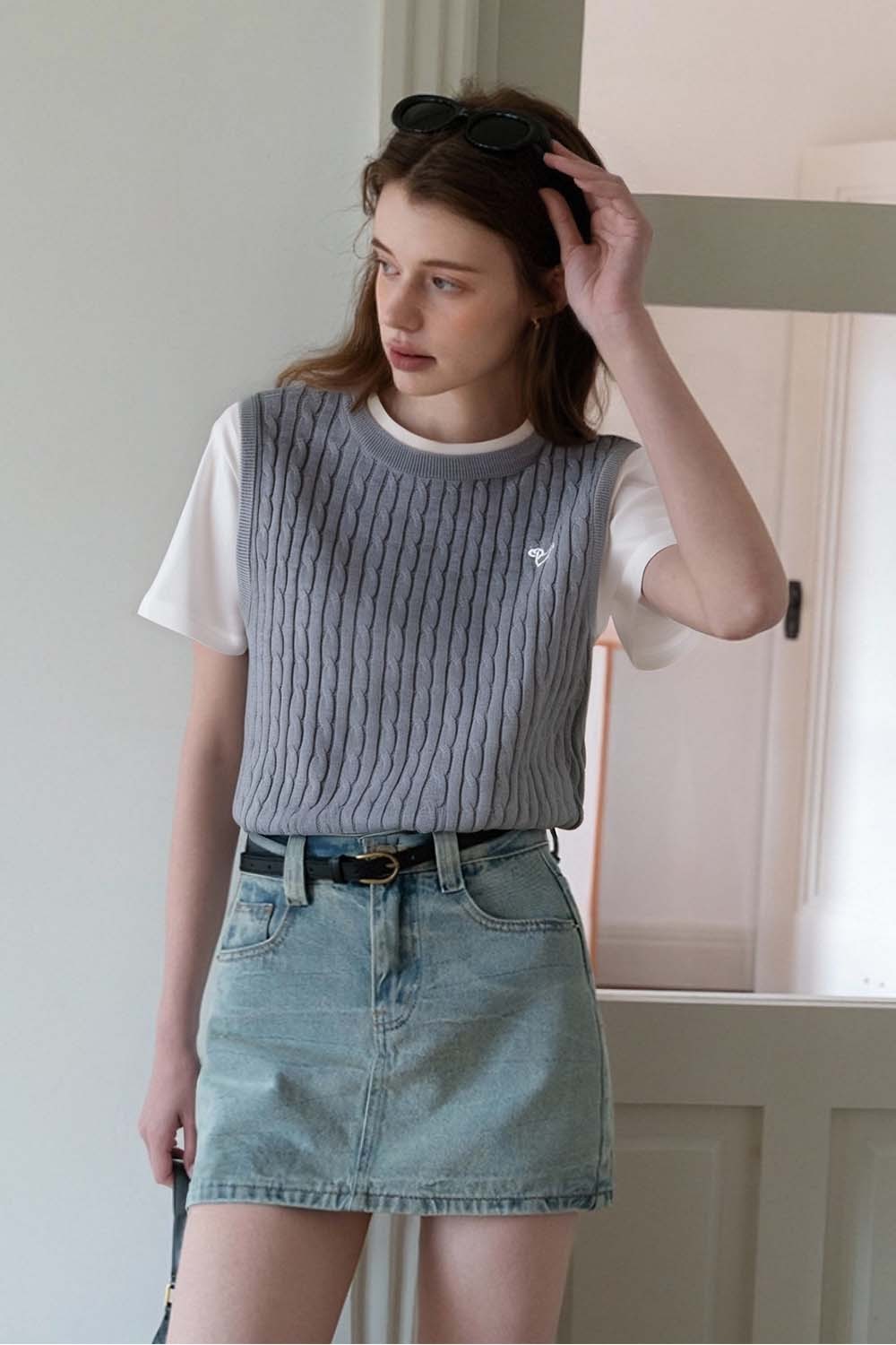 Wool Blend Fake Two-Piece Sweater