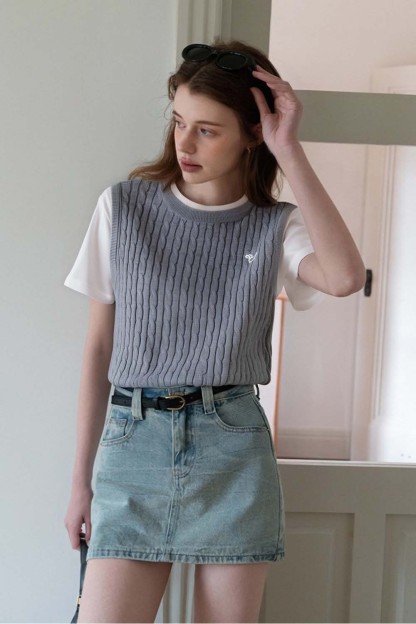 Wool Blend Fake Two-Piece Sweater