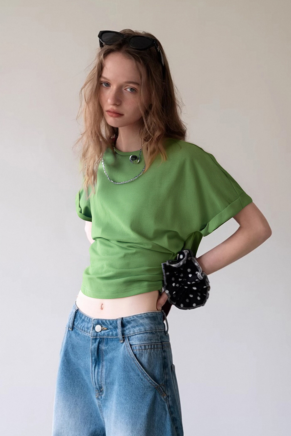 Round Neck Solid Color T-Shirt