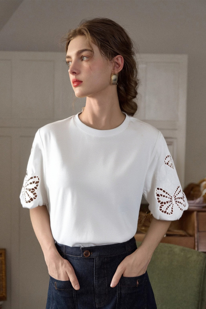 Butterfly Hollow Sleeve T-Shirt