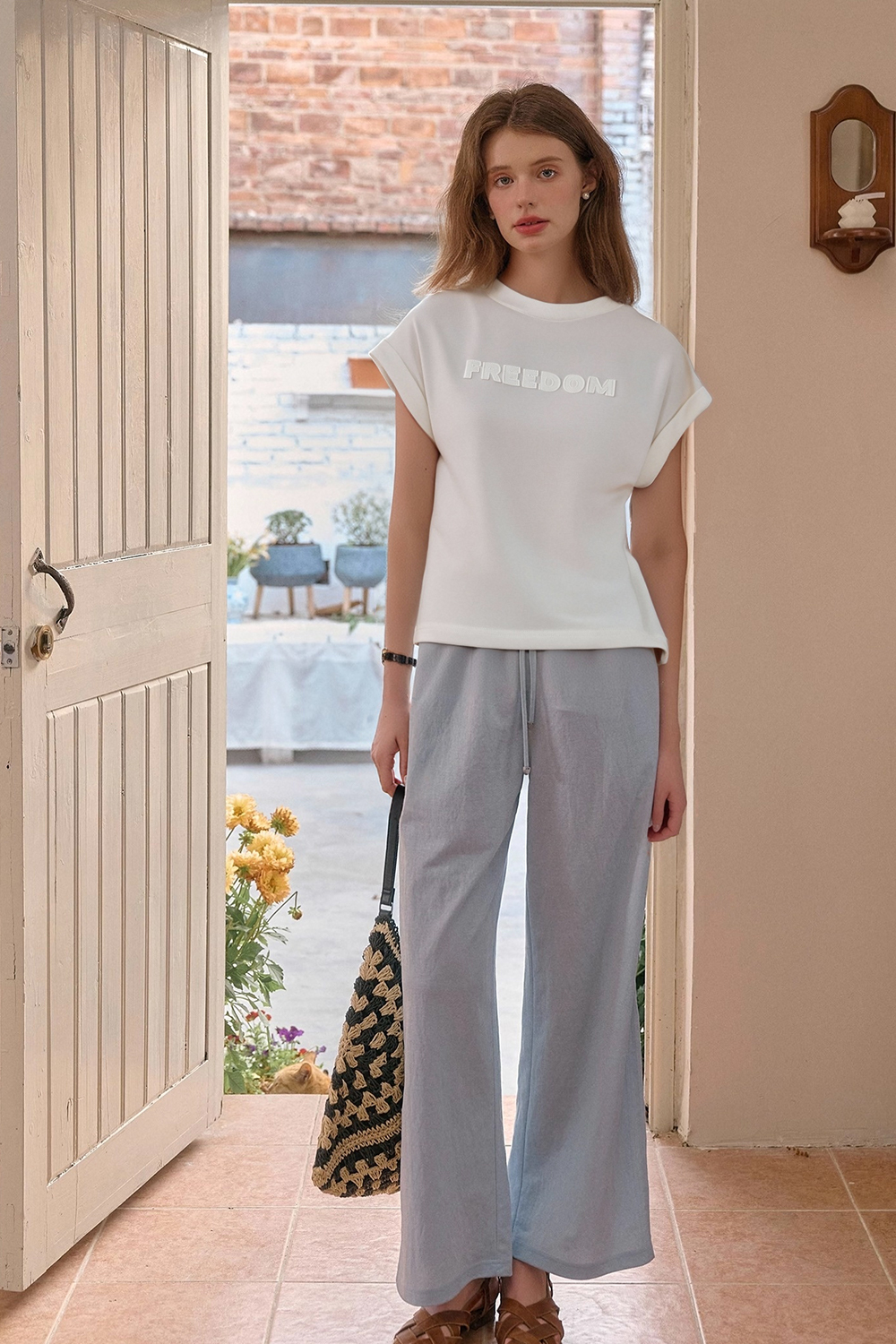Cotton Folded Sleeve T-Shirt