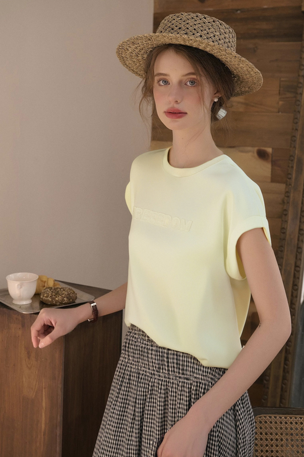 Cotton Folded Sleeve T-Shirt