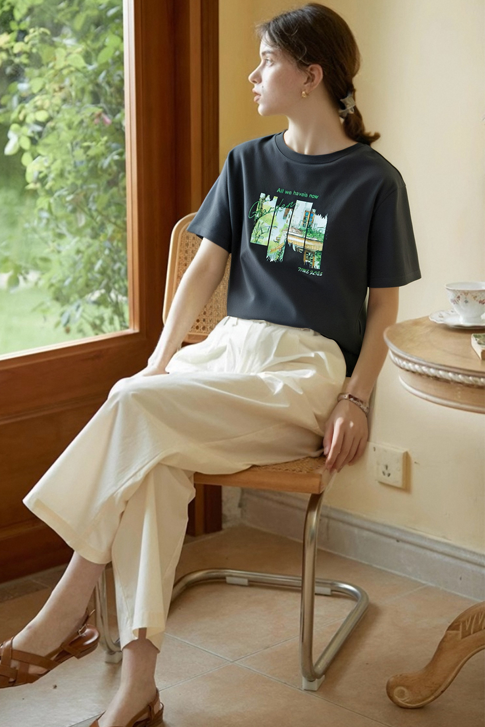 Pure Cotton Time Print T-Shirt