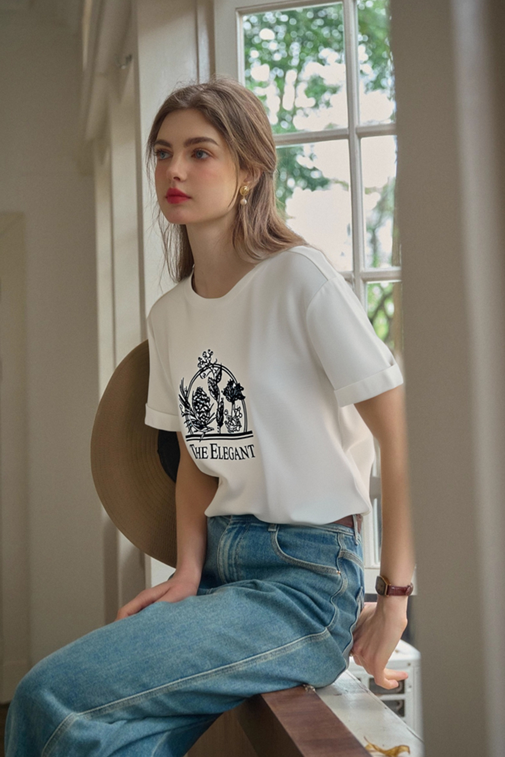 Cotton Printed Straight T-Shirt