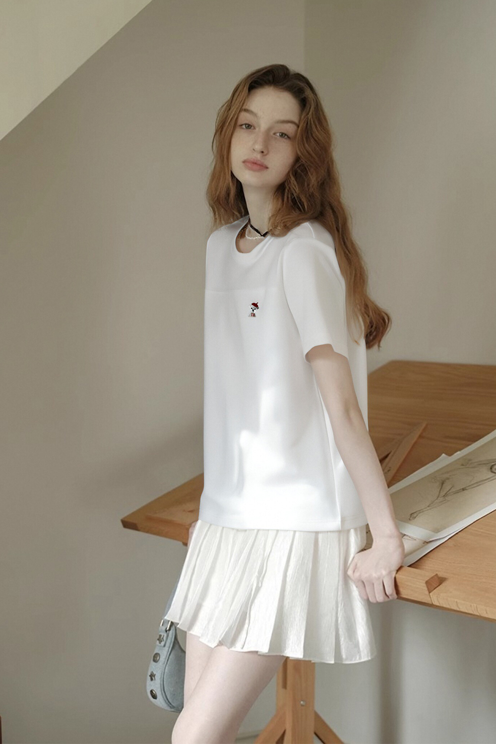 Animal Embroidery Straight T-Shirt