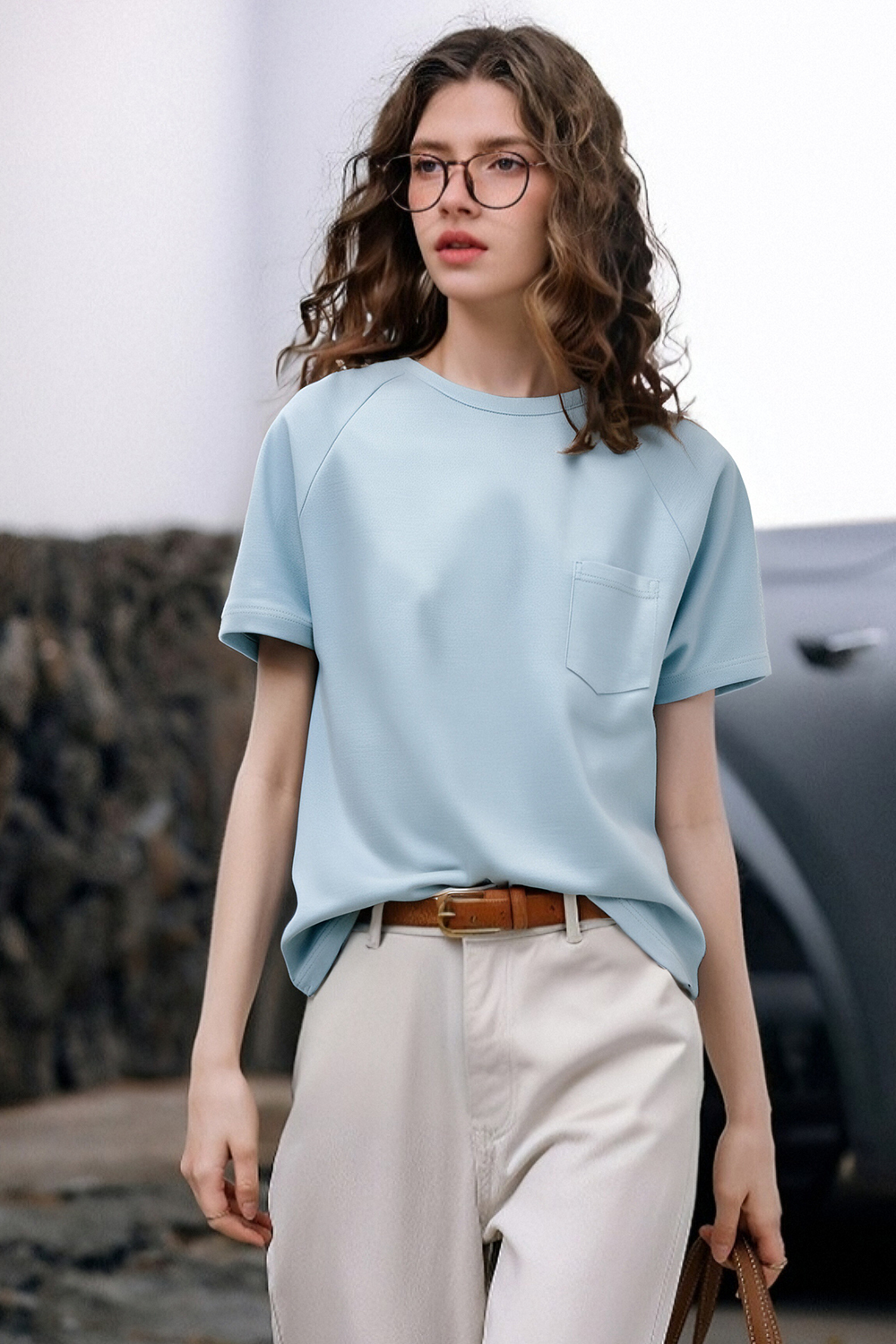 Patch Pocket Decoration Loose T-Shirt