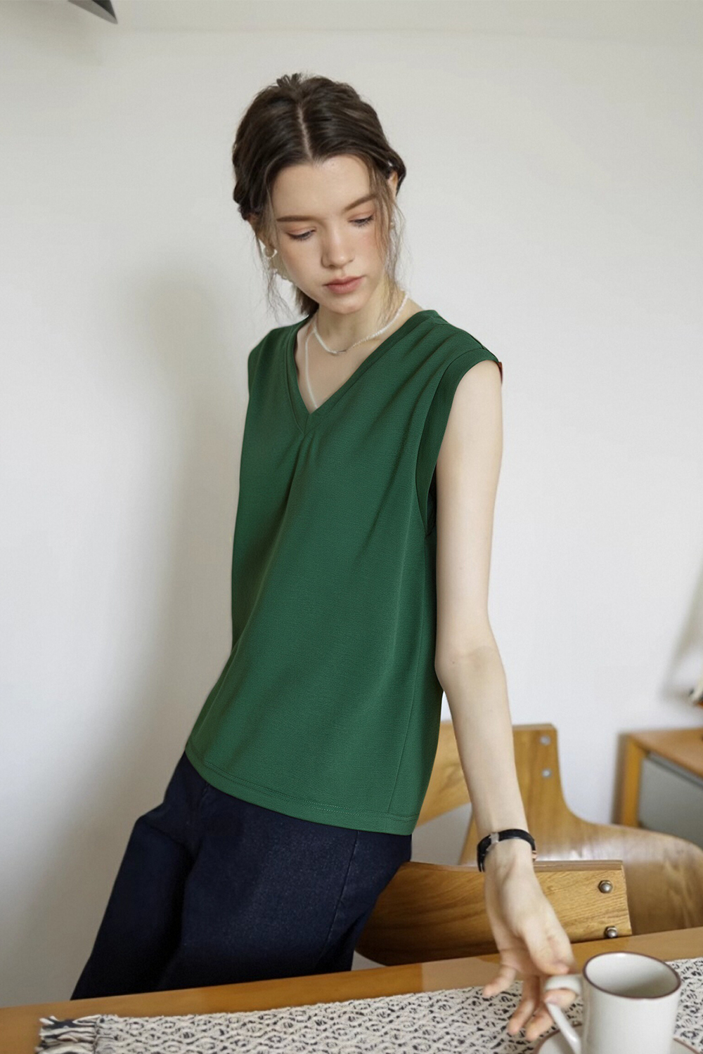 Snowflake Texture V-Neck Straight T-Shirt