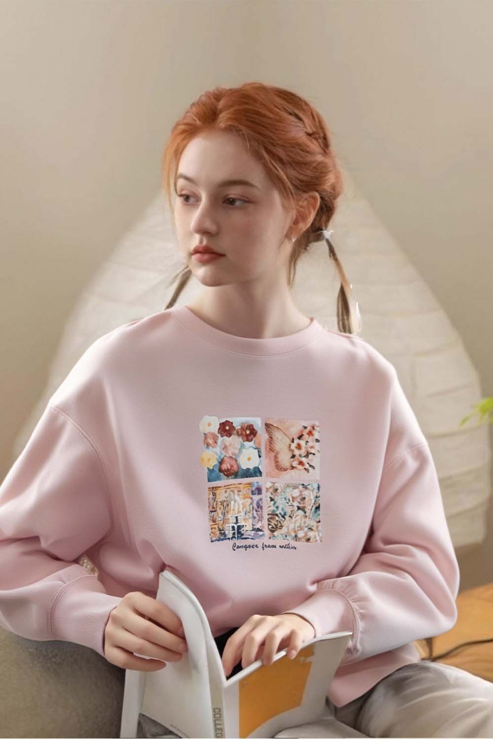 Art Print Crew Neck Sweatshirt