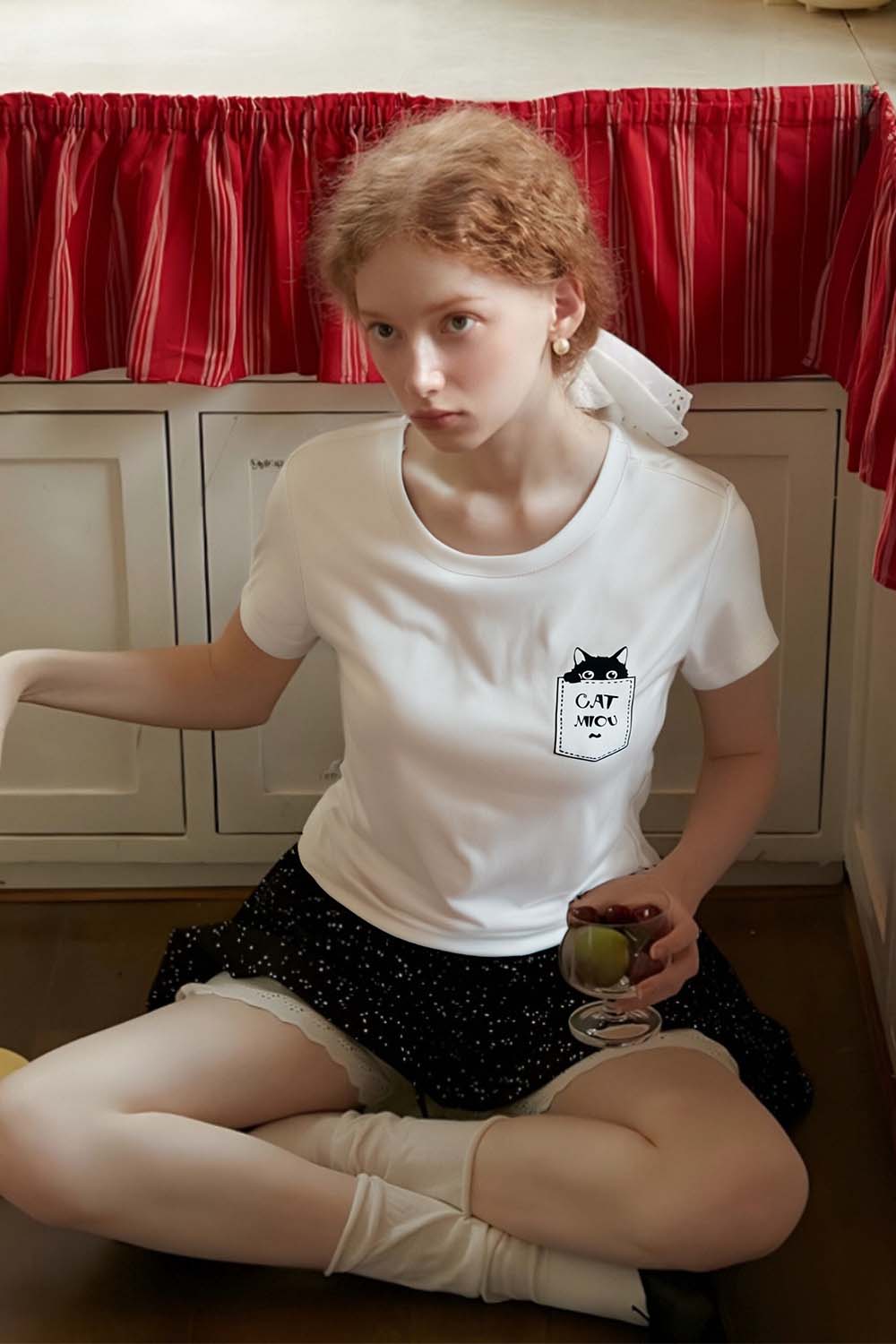 Cotton Pocket Cat T-Shirt
