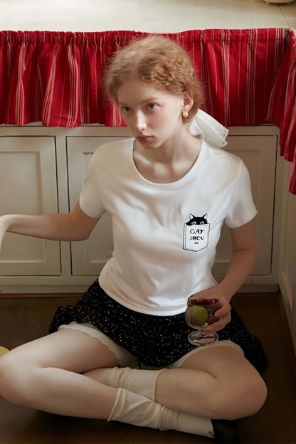 Cotton Pocket Cat T-Shirt