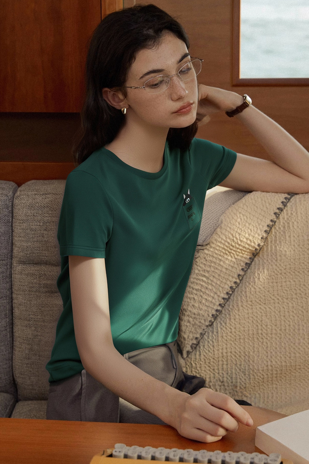 Cotton Pocket Cat T-Shirt