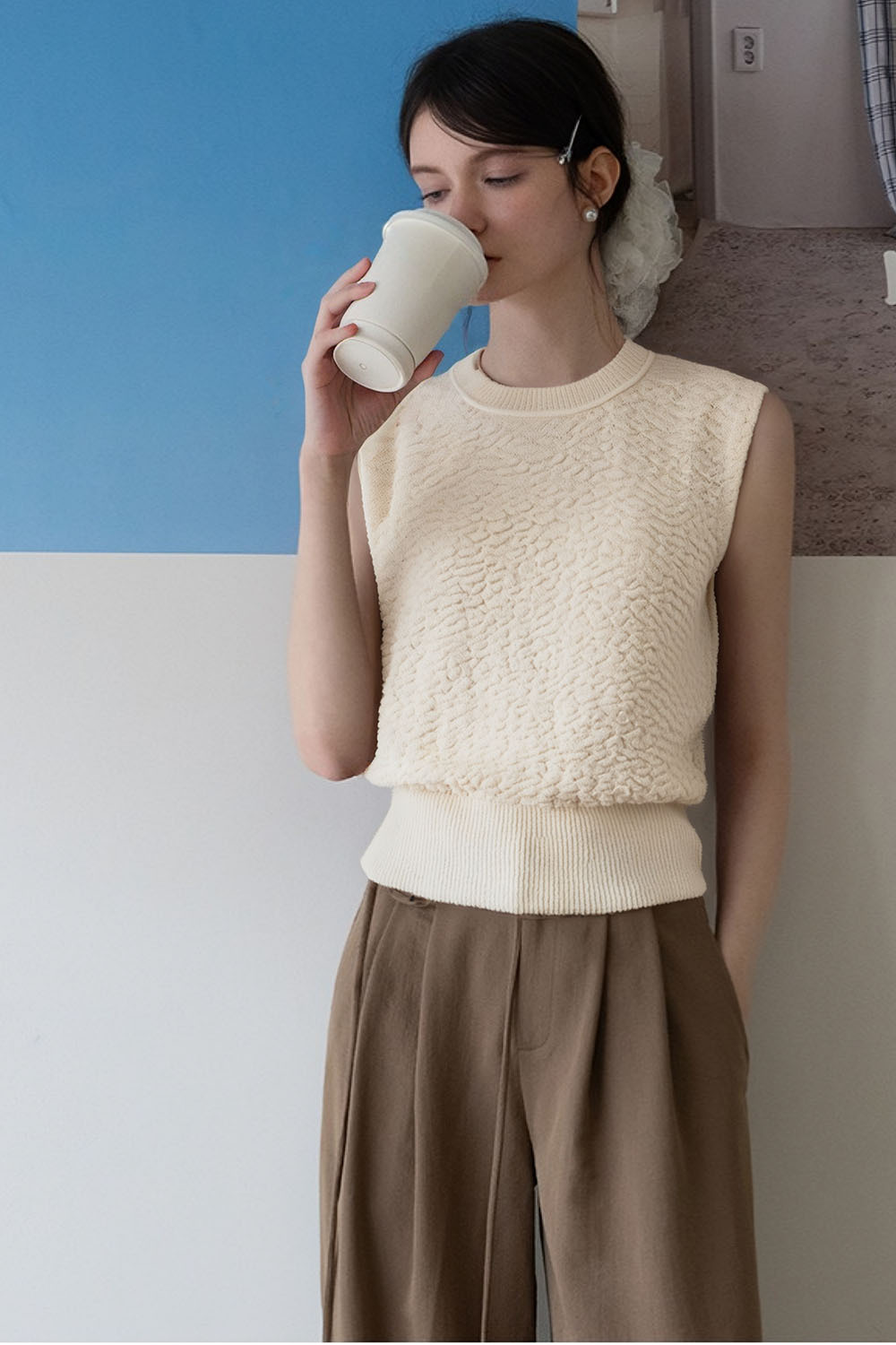 Textured Sleeveless Sweater