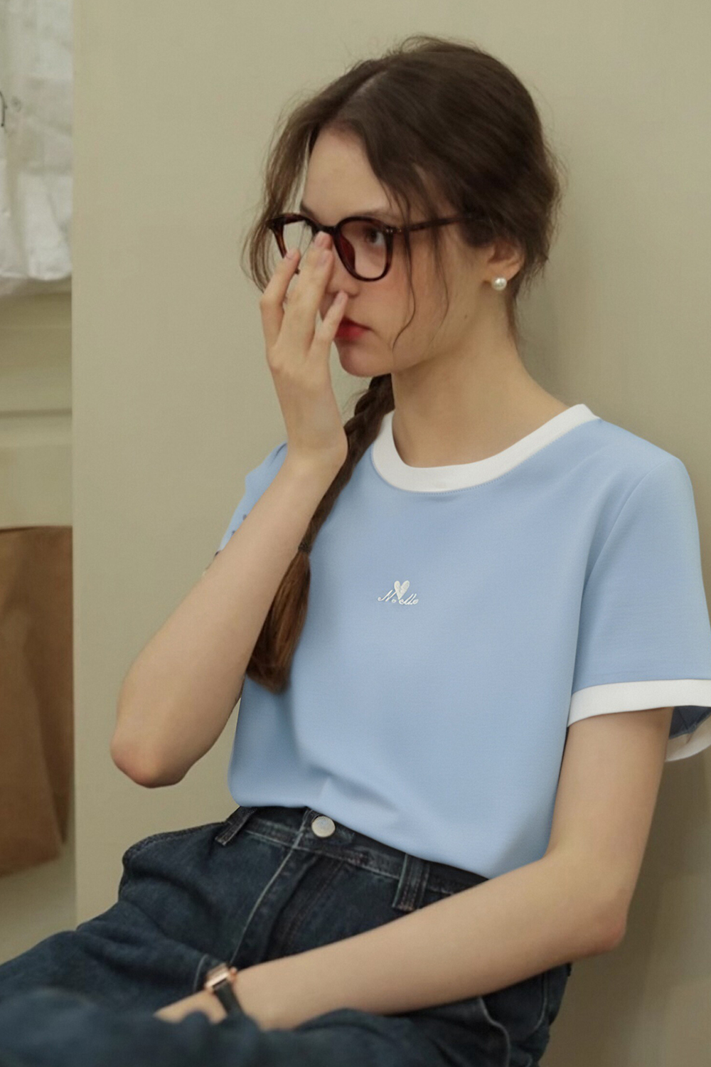 Cotton Blend Straight T-Shirt