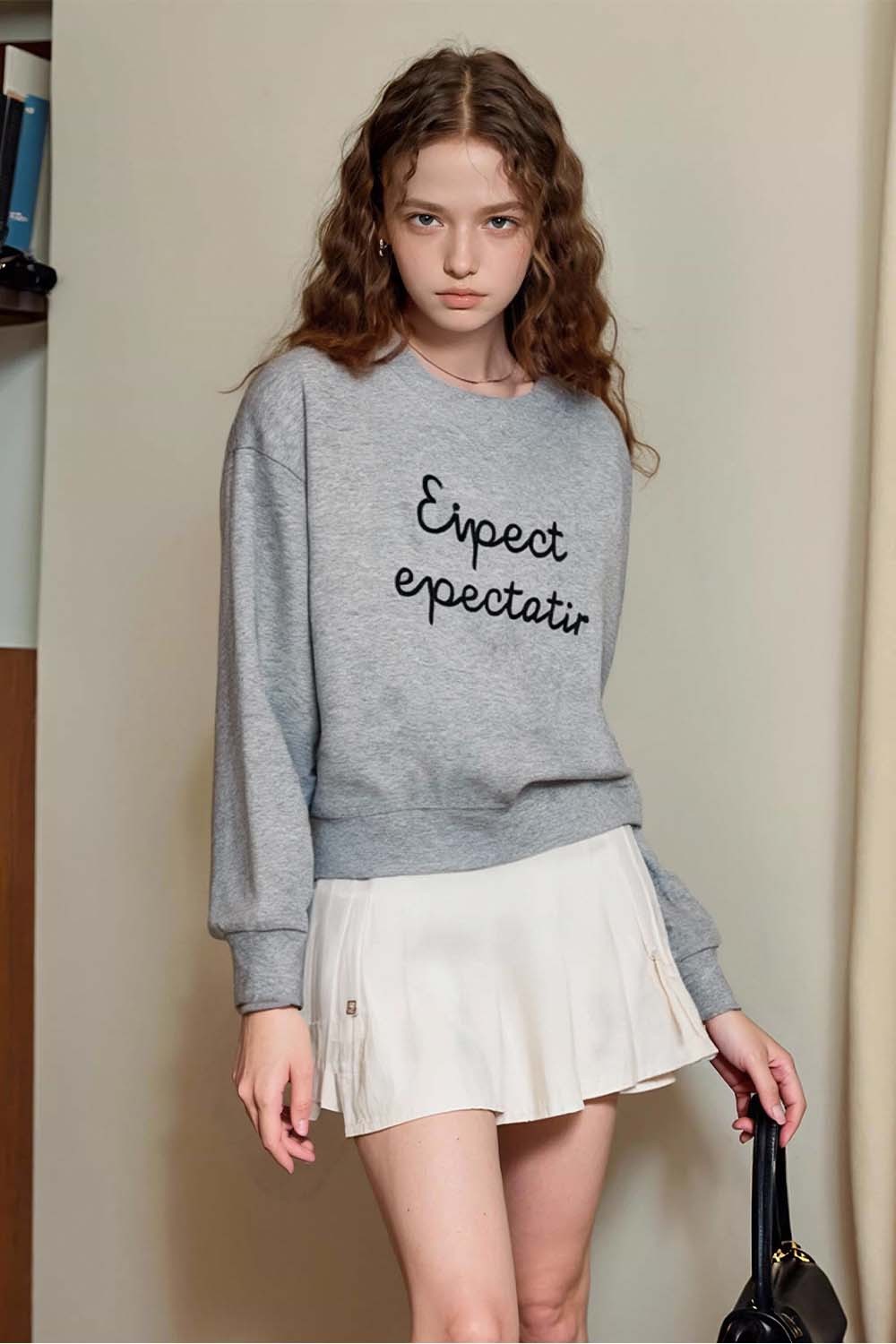 Simple Style Letter Embroidered Sweatshirt