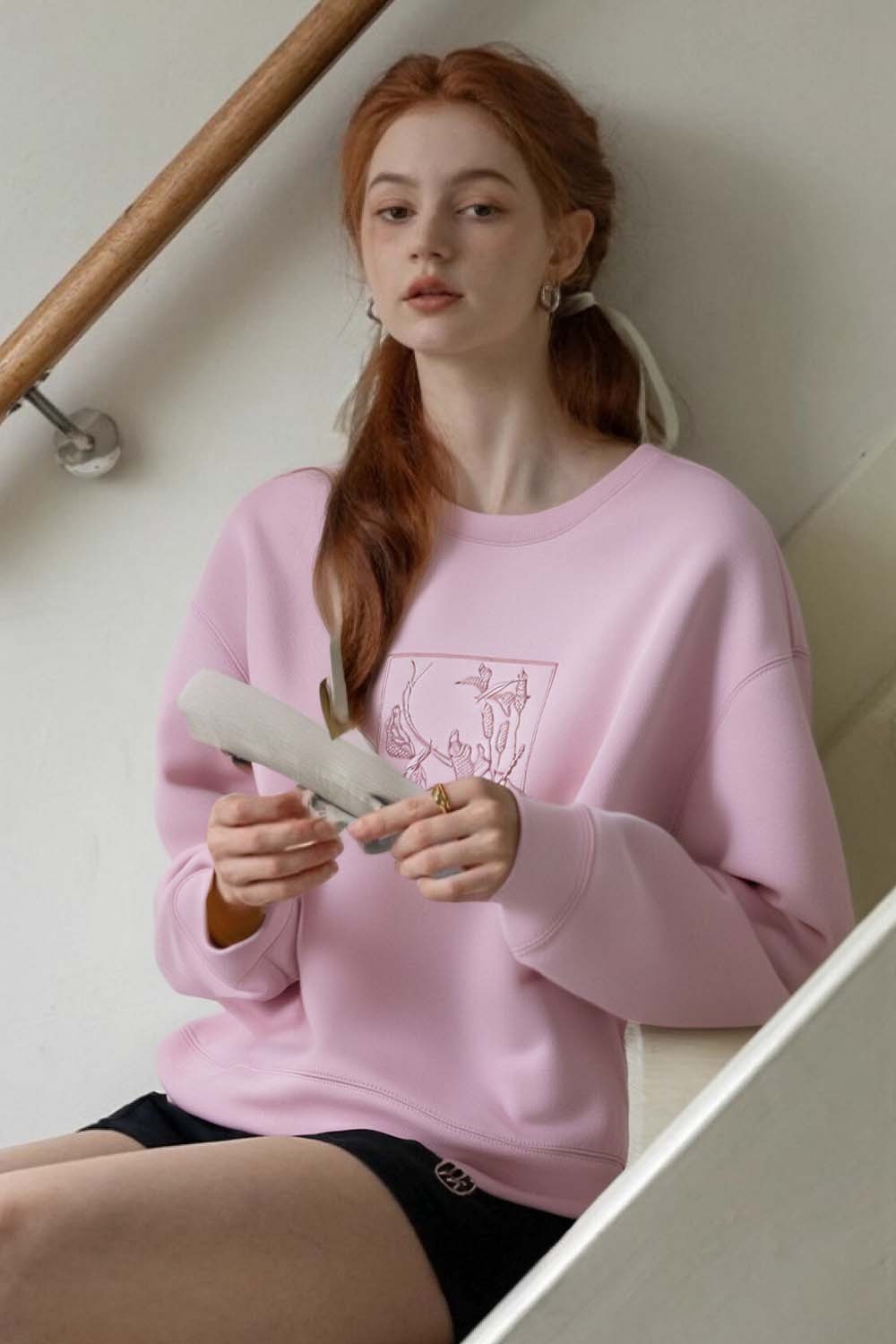 Pink Embroidered Sweatshirt