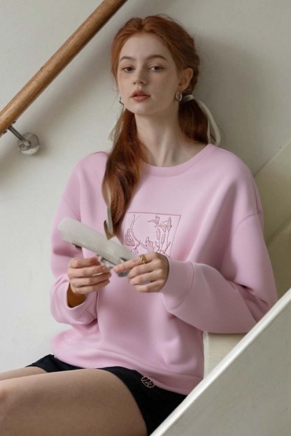 Pink Embroidered Sweatshirt