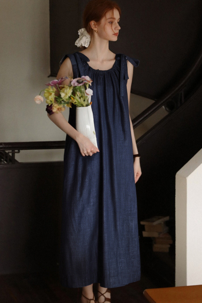 100% Cotton Sleeveless Denim Dress