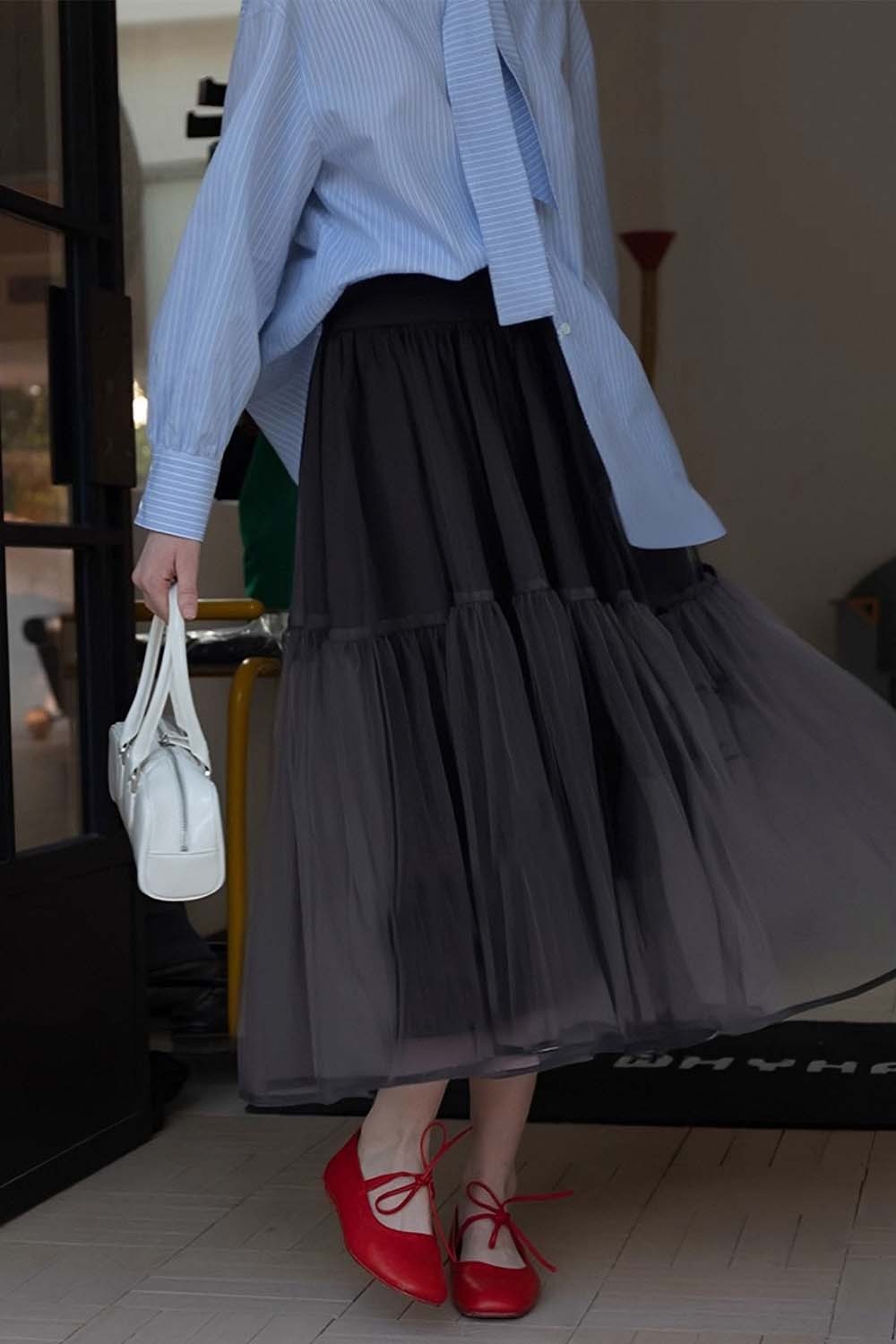 Double-Layered Mesh Puffy Skirt