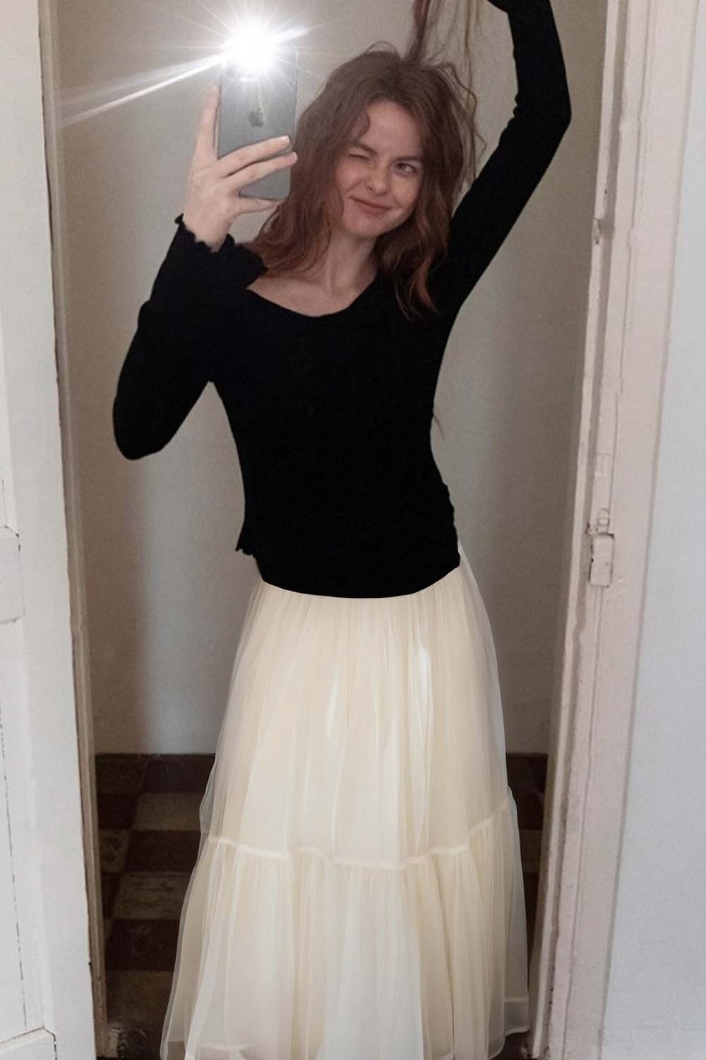 Double-Layered Mesh Puffy Skirt