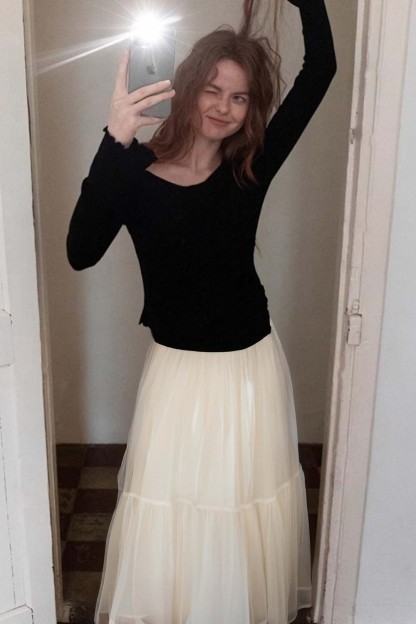 Double-Layered Mesh Puffy Skirt