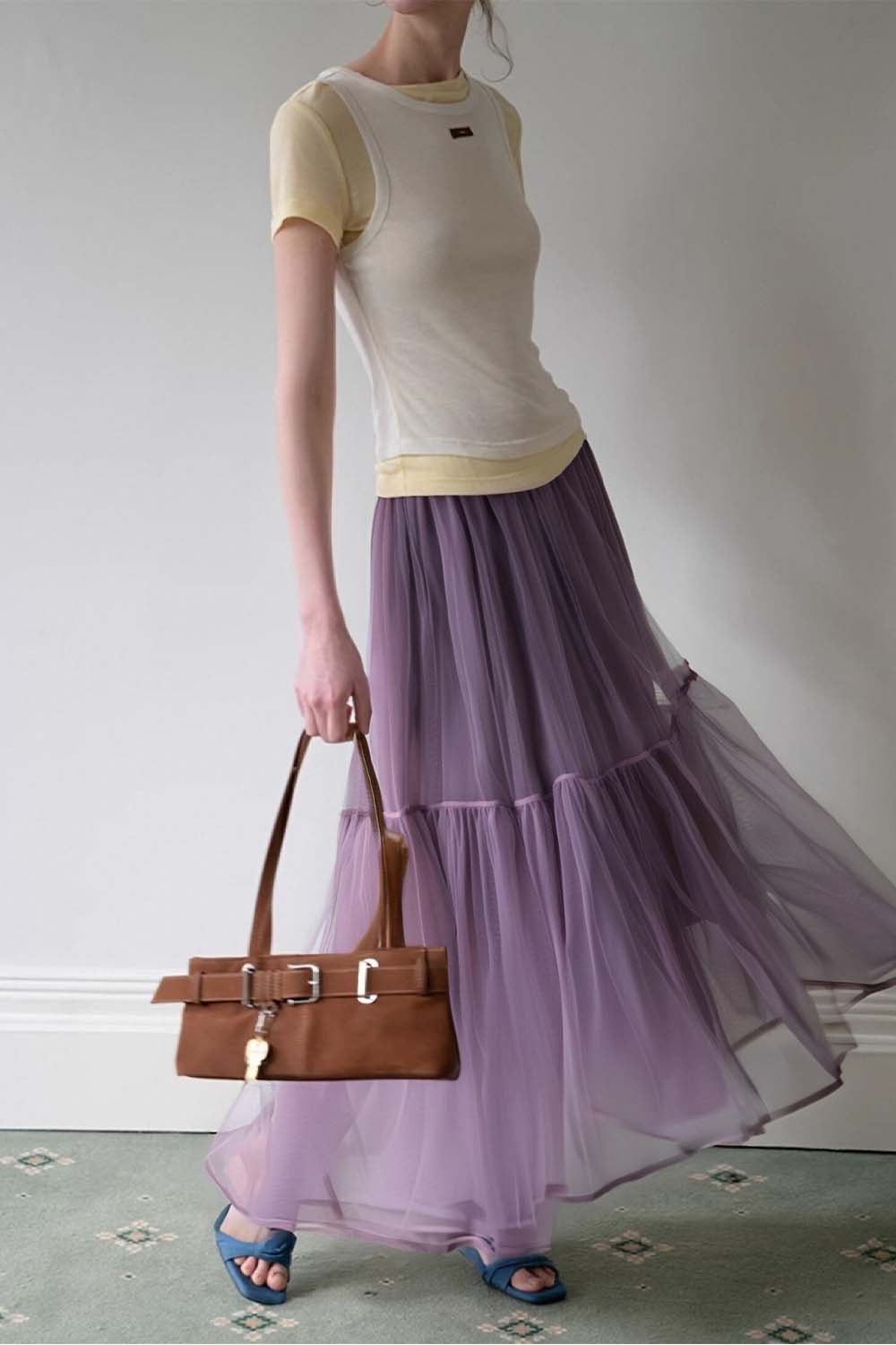 Double-Layered Mesh Puffy Skirt