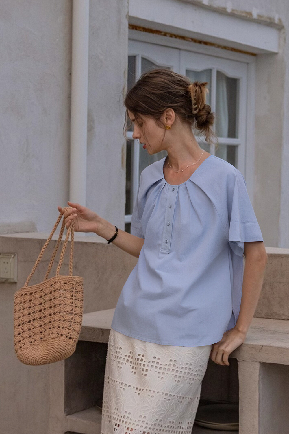 100% Cotton Raglan Loose Shirt