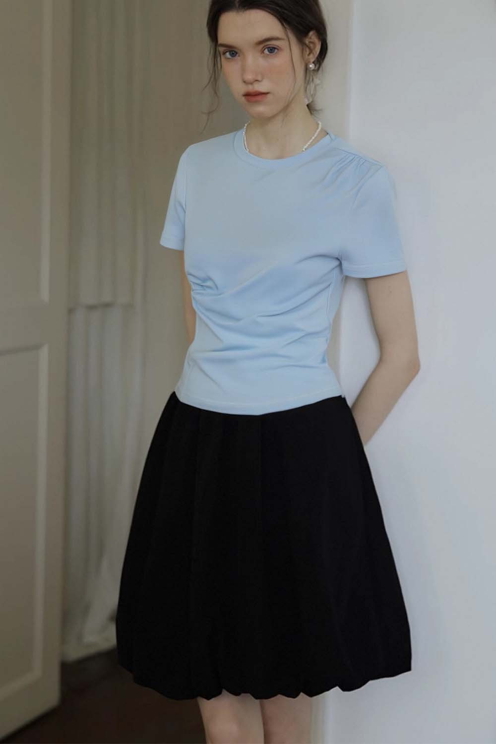 Pleated Long - sleeved T-shirt